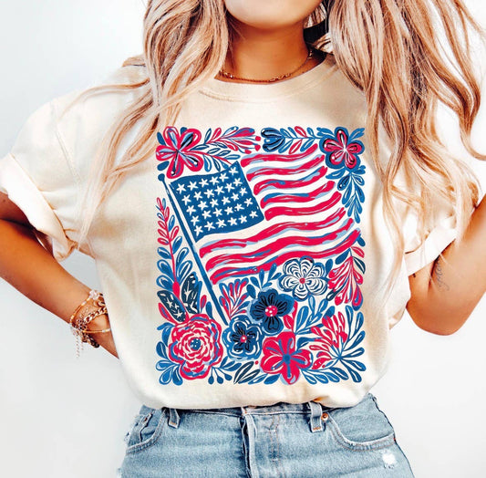 Floral Flag Tee