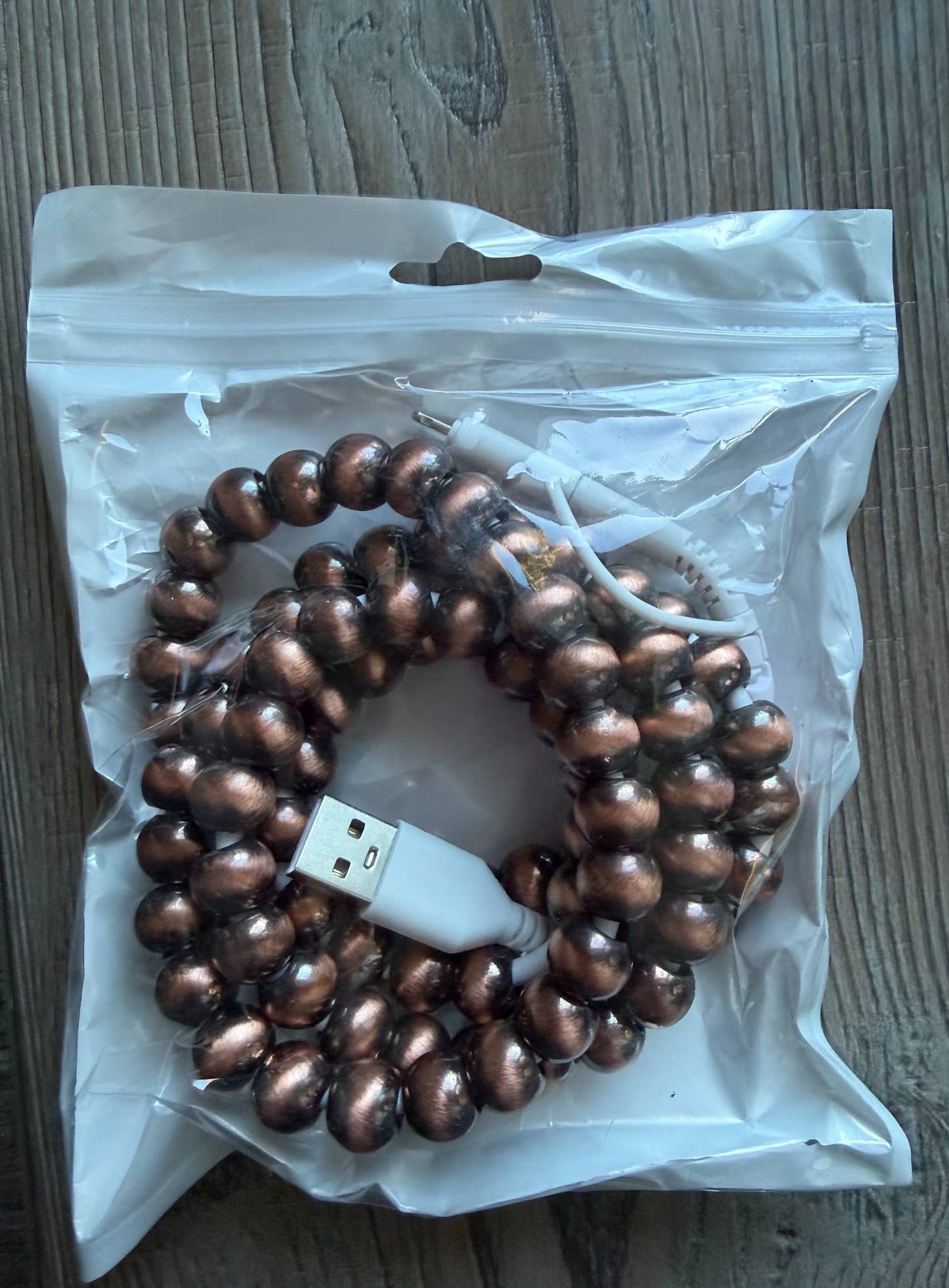 Copper Beaded Phone Charger with Lightning & USB-C