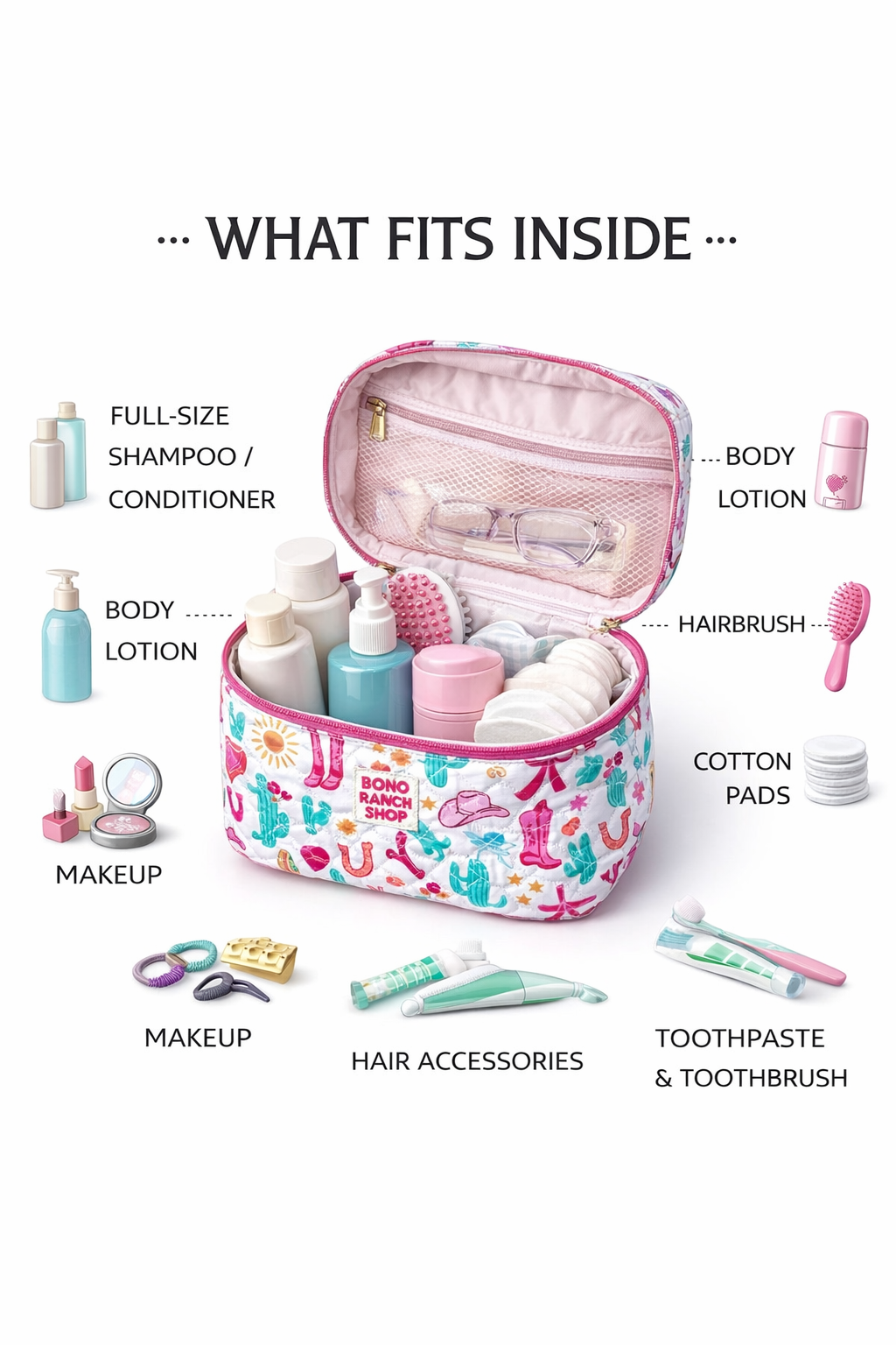 Quilted Western Makeup Bag | Cowgirl Cosmetic Bag Fabric