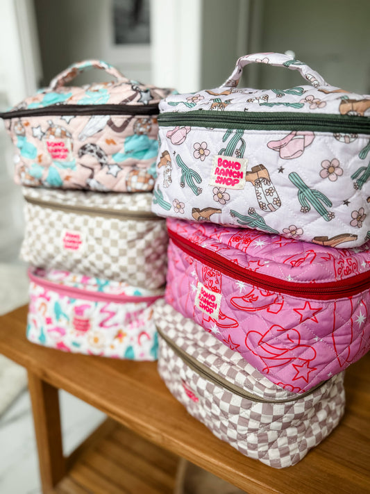 Quilted Western Makeup Bag | Cowgirl Cosmetic Bag Fabric