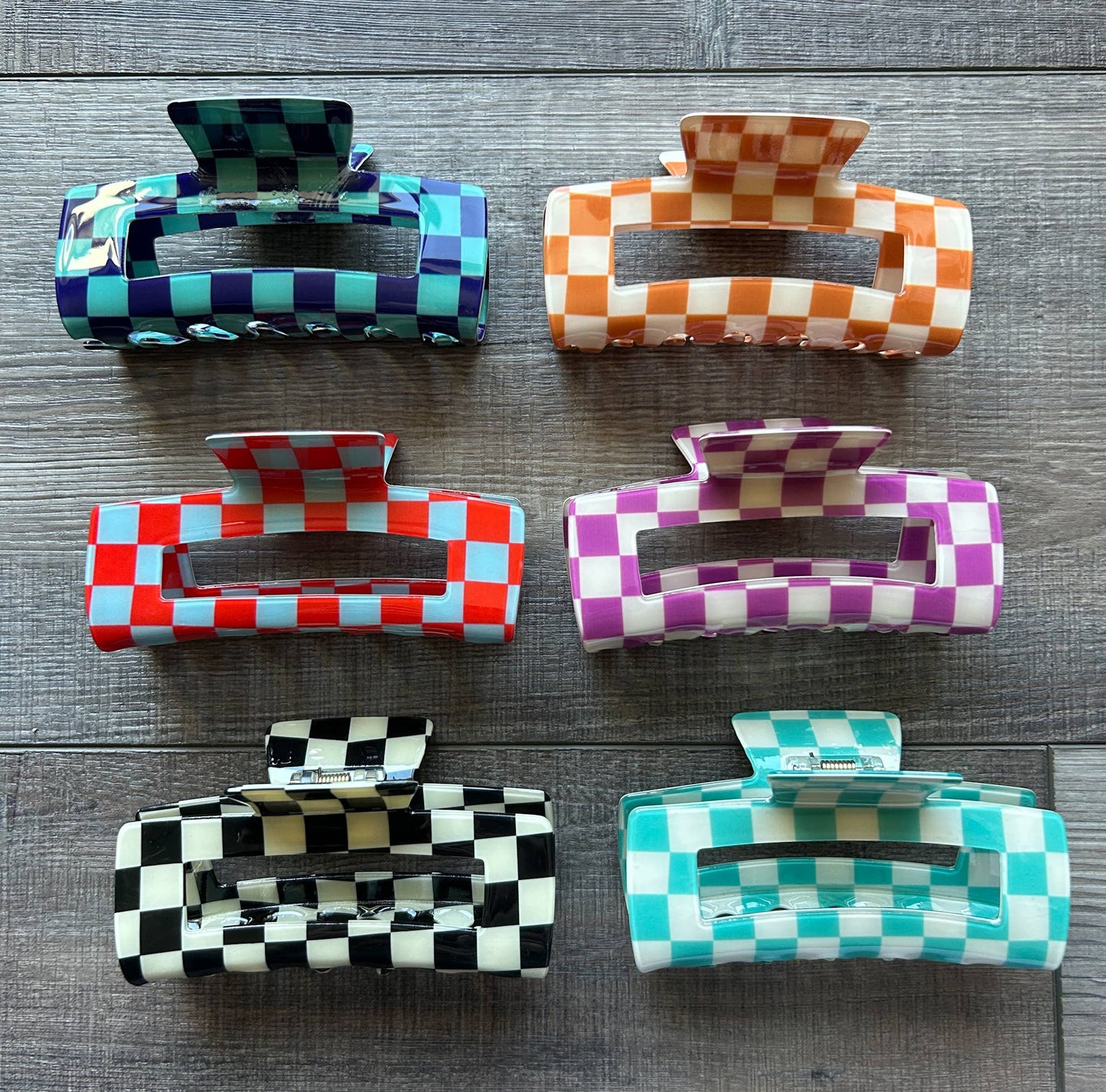 4 Inch Large Checkered Claw Clip