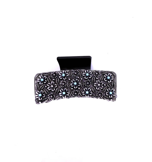 Western Flower Metal Plate Hair Claw