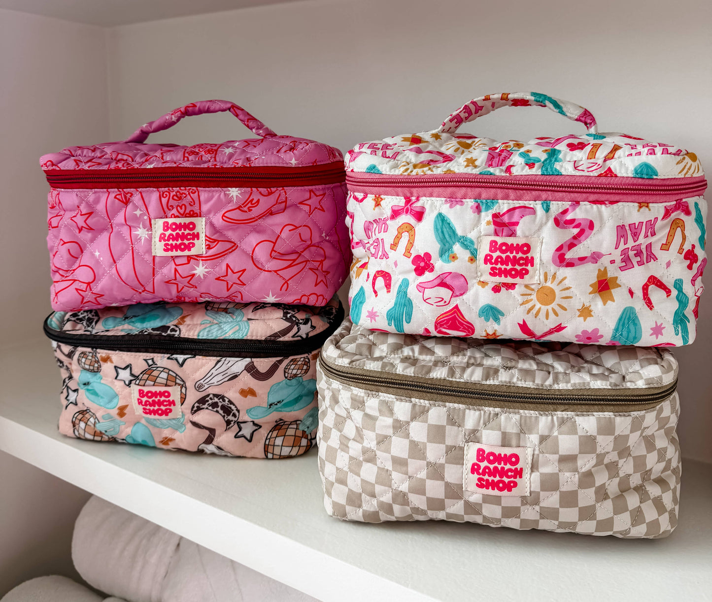 Quilted Western Makeup Bag  | Cowgirl Cosmetic Bag Fabric 