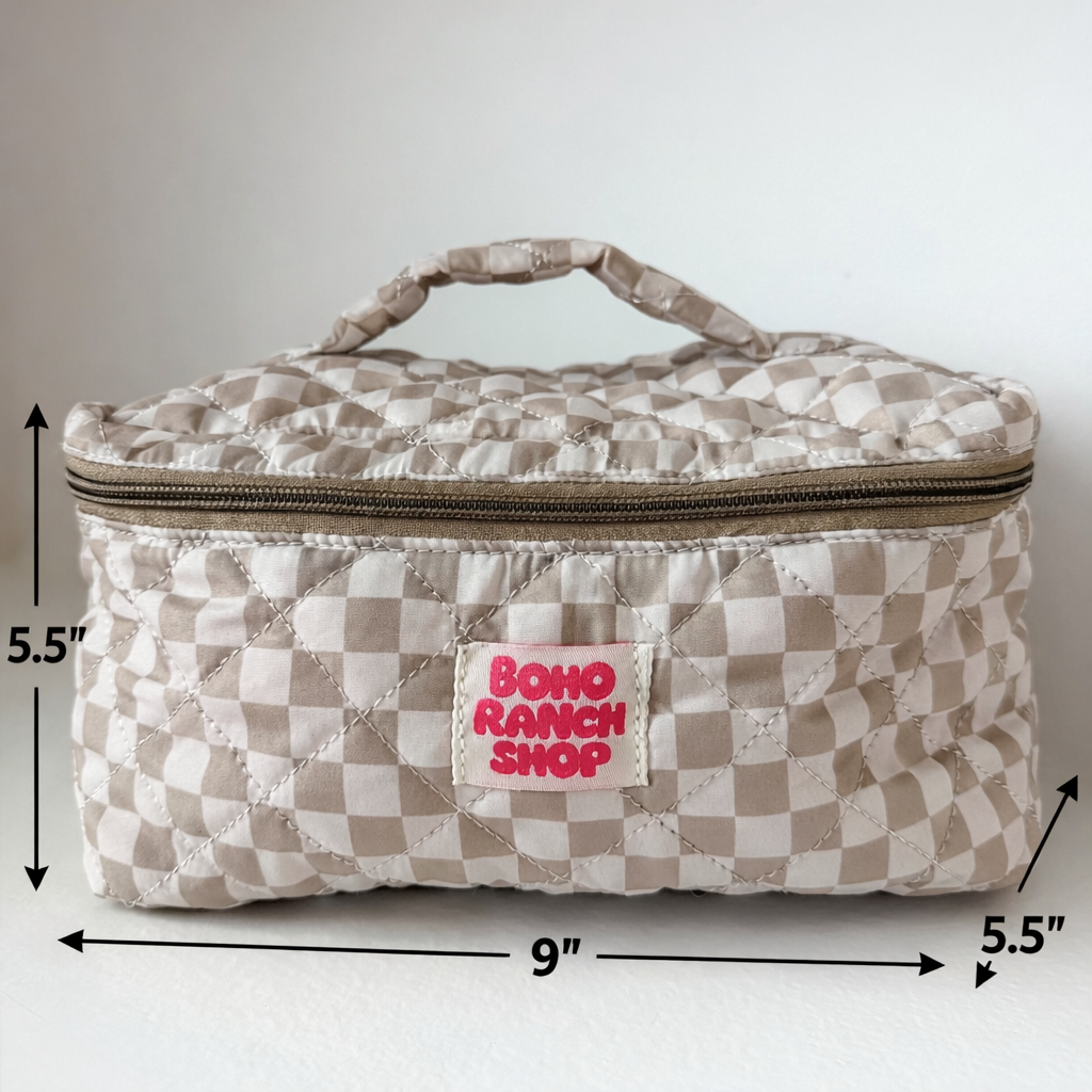 Quilted Western Makeup Bag  | Cowgirl Cosmetic Bag Fabric 