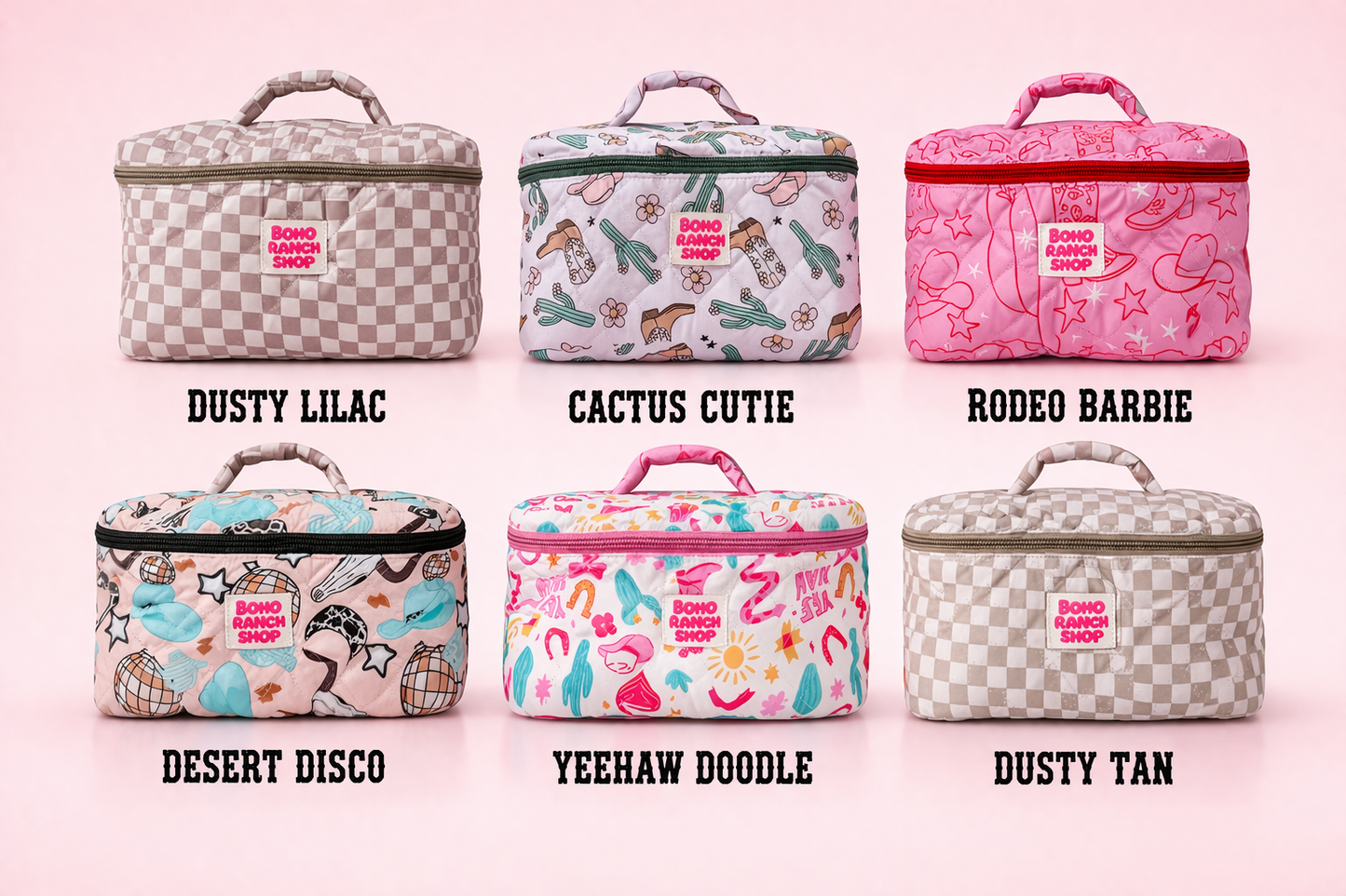 Quilted Western Makeup Bag  | Cowgirl Cosmetic Bag Fabric 