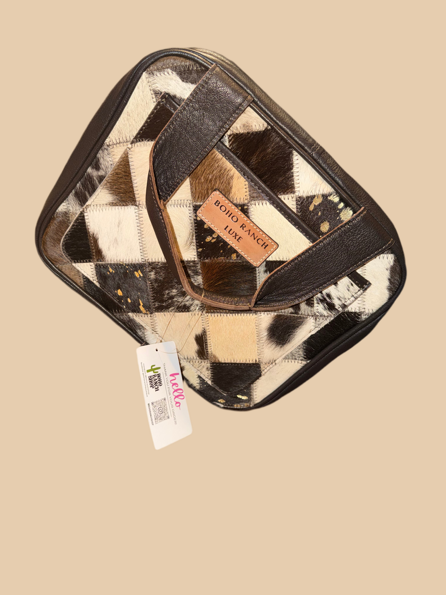 BOHO LUXE TRAVEL hanging bag Genuine HairOn leather toiletry