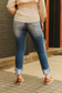Mid Wash Mid Rise Distressed Cuffed Hem Skinny Jeans