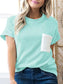 Corded Knit Color Block Pocketed Crew Neck T Shirt
