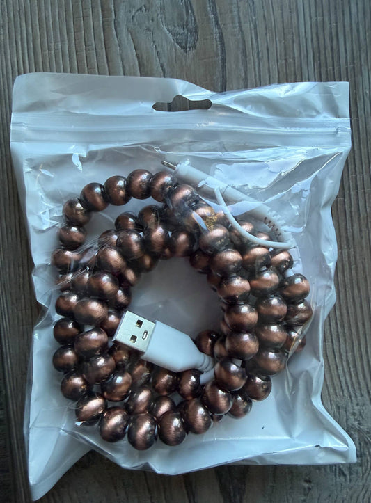 Copper Beaded Phone Charger with Lightning & USB-C