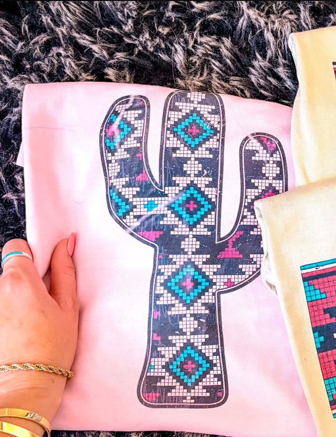 BRM Pink Beaded Cactus Tee- Pink