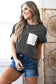 Corded Knit Color Block Pocketed Crew Neck T Shirt