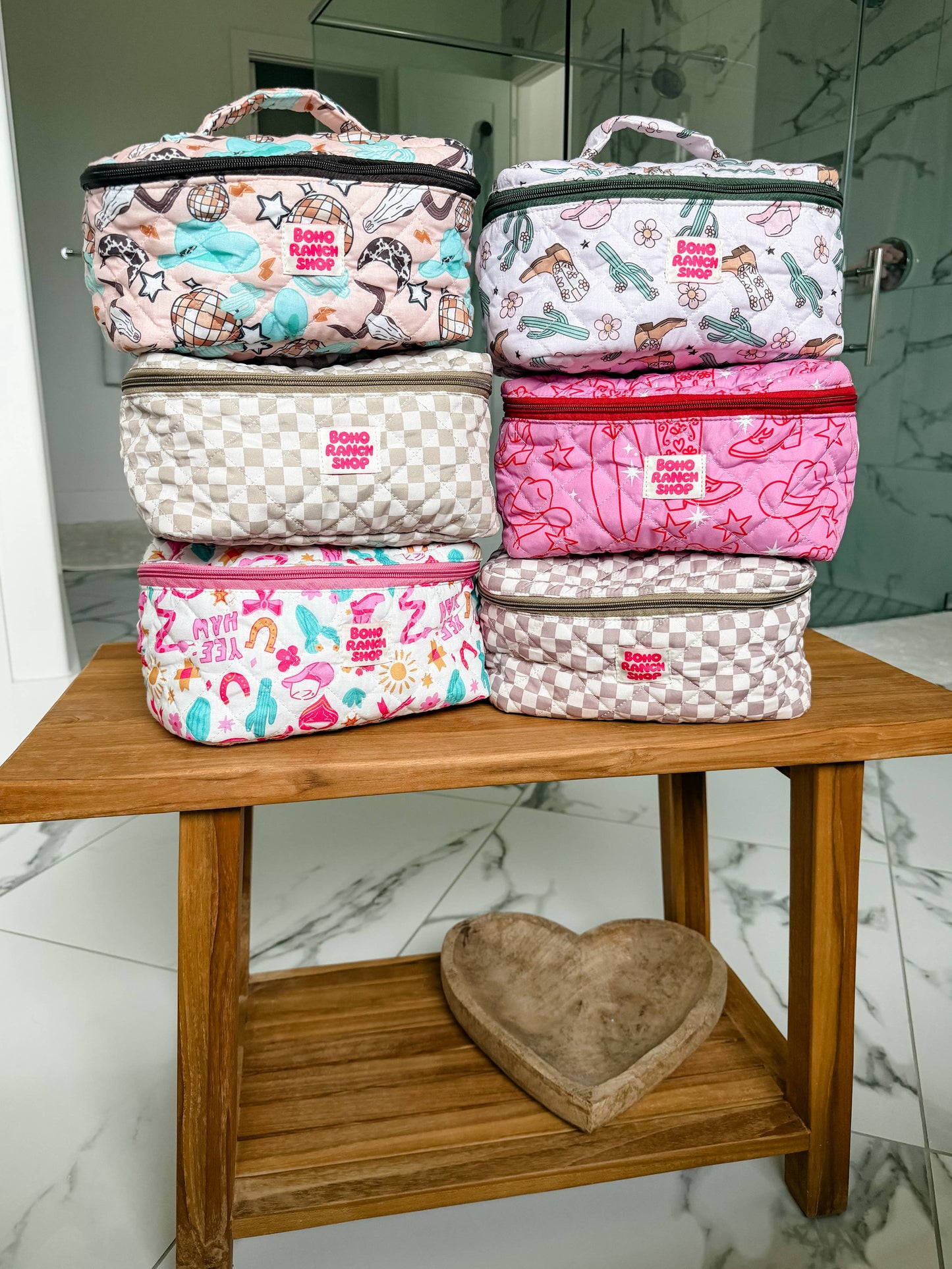 Quilted Western Makeup Bag  | Cowgirl Cosmetic Bag Fabric 