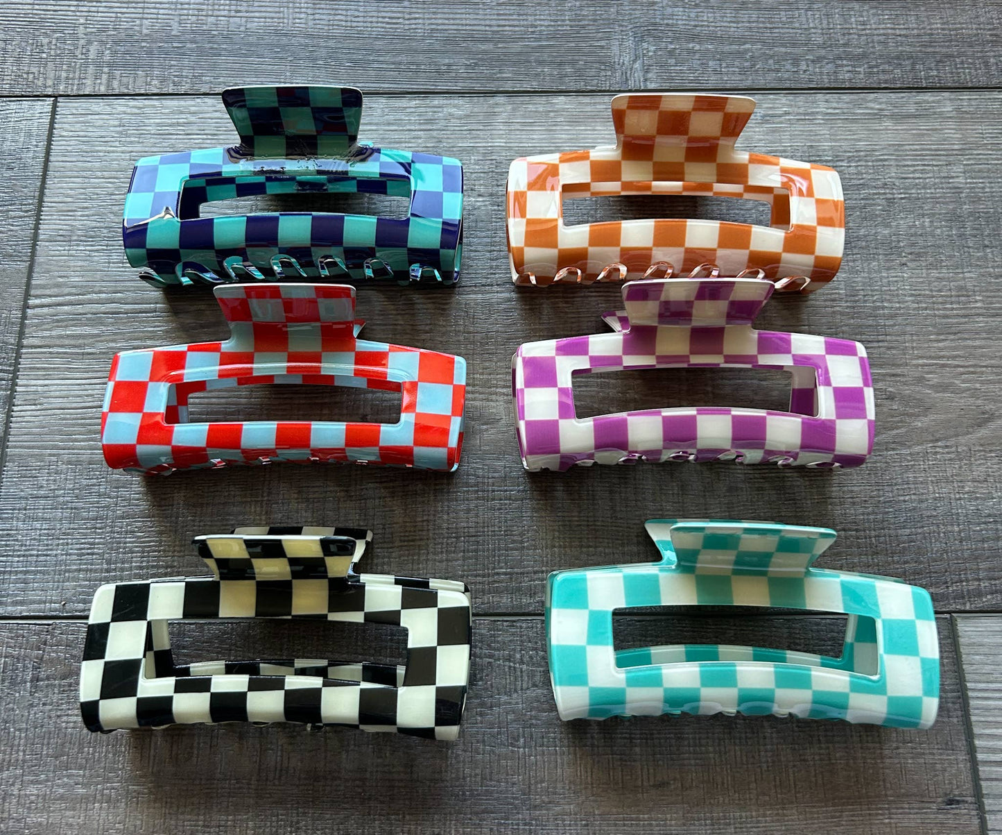 4 Inch Large Checkered Claw Clip
