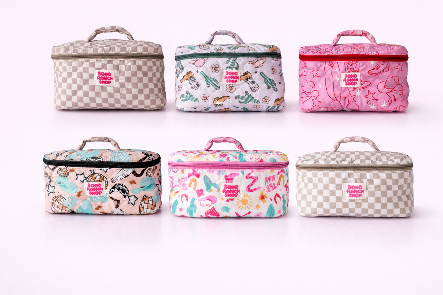 Quilted Western Makeup Bag  | Cowgirl Cosmetic Bag Fabric 