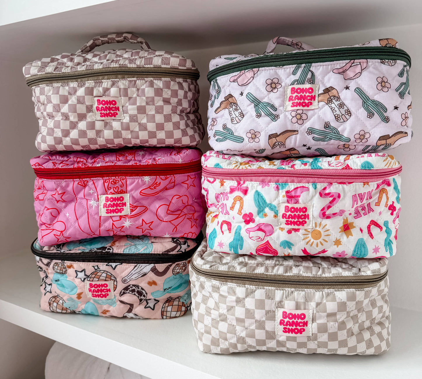 Quilted Western Makeup Bag  | Cowgirl Cosmetic Bag Fabric 