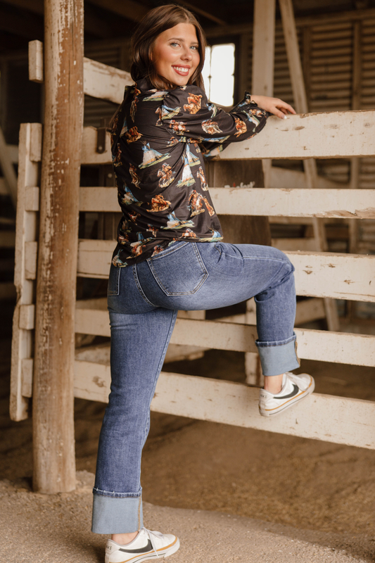 Kreek Cuffed Jeans- Dark Wash